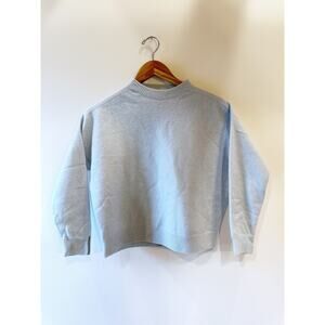 Peserico Italian Made Cashmere Wool Silk Mock Turtleneck Light Blue Boxy Sweater